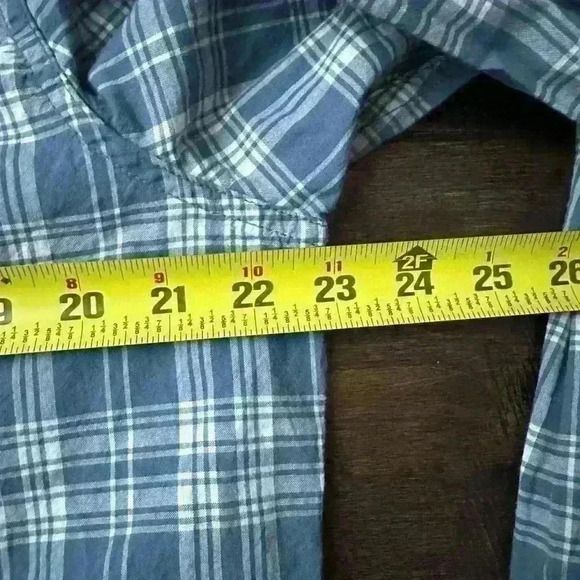 Abercrombie & Fitch Button Plaid Shirt Men's Medium Muscle Fit Blue Stripe XL - Picture 4 of 5